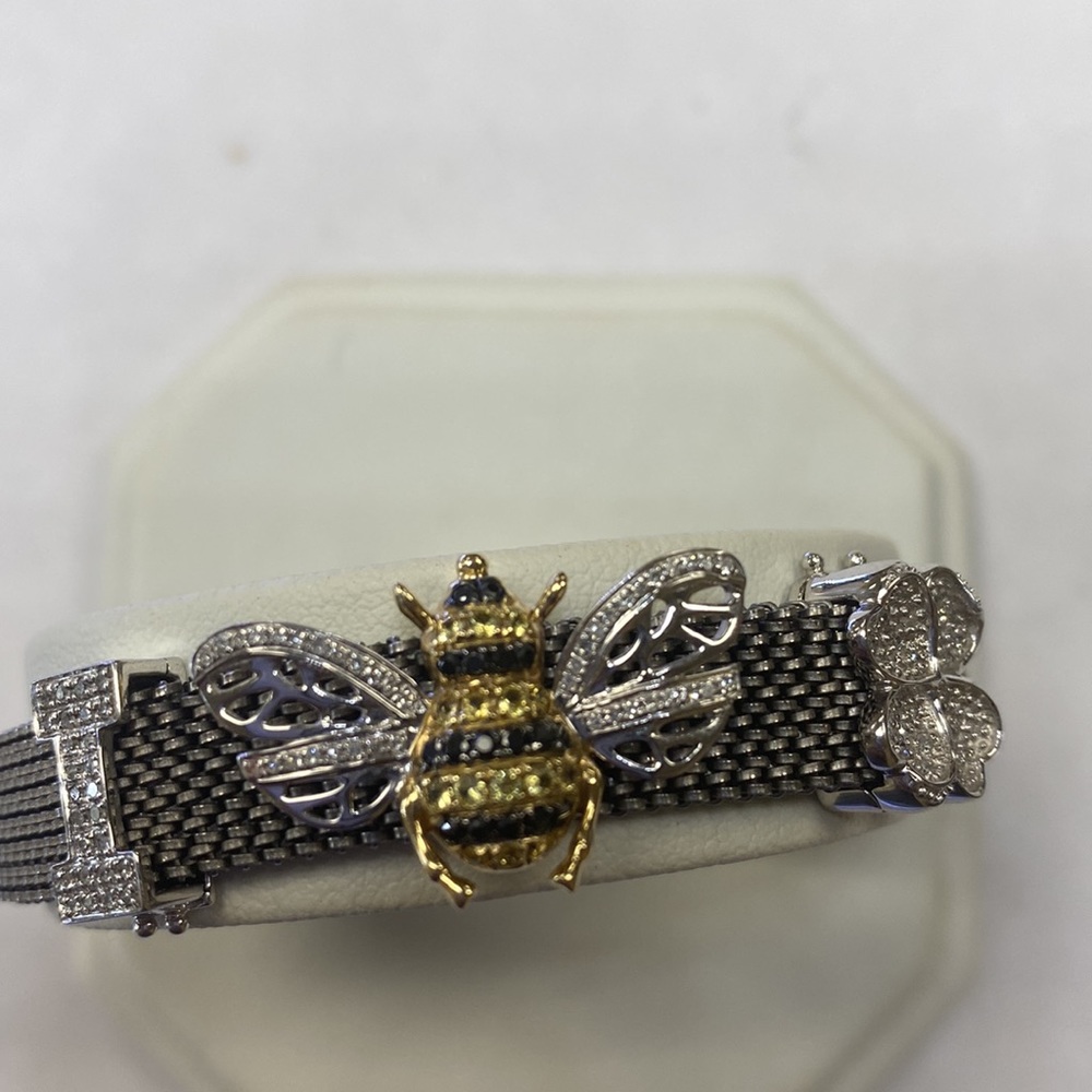 Bangle Bracelet Diamonds 14K Gold - Picture 3 of 14